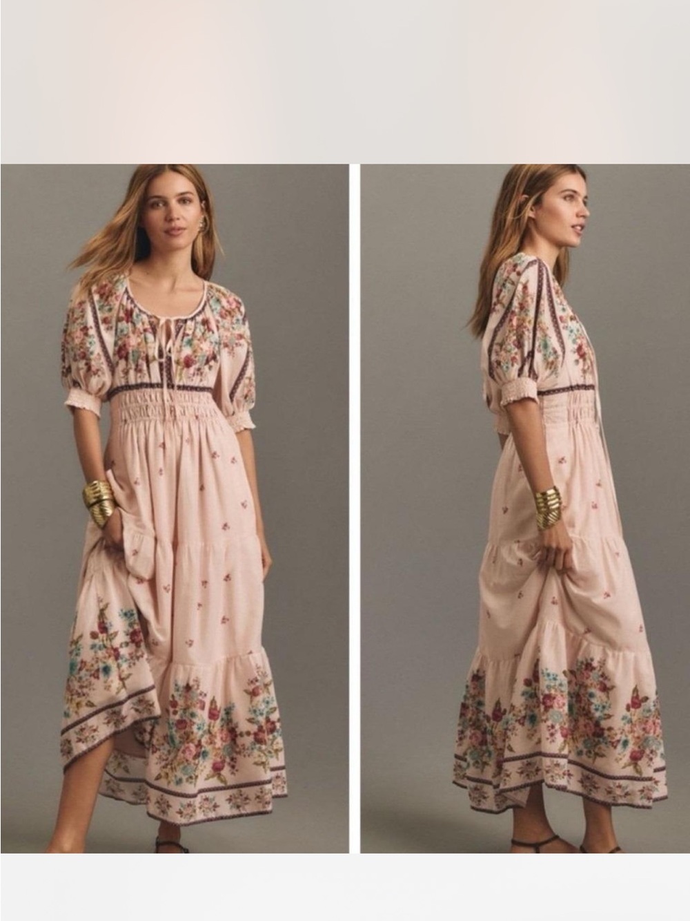 Blush Floral Embroidered Maxi Dress